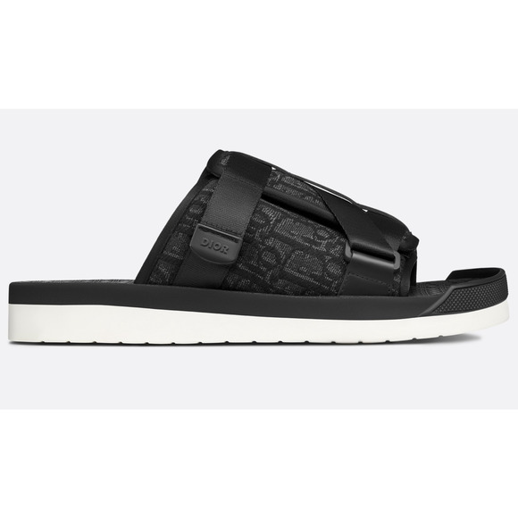 Dior Mens Alpha Sandal Black White Oblique Jacquard Logo Slide Slip On 45 12 - Picture 2 of 12